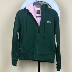 Oakley Forest Green Hoodie with Pink Lining